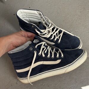 Vans Men's High-Top Sneakers - Navy and Cream